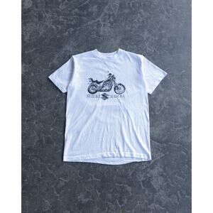 Vintage 80s Suzuki Motorcycle White Tee Archive Harley